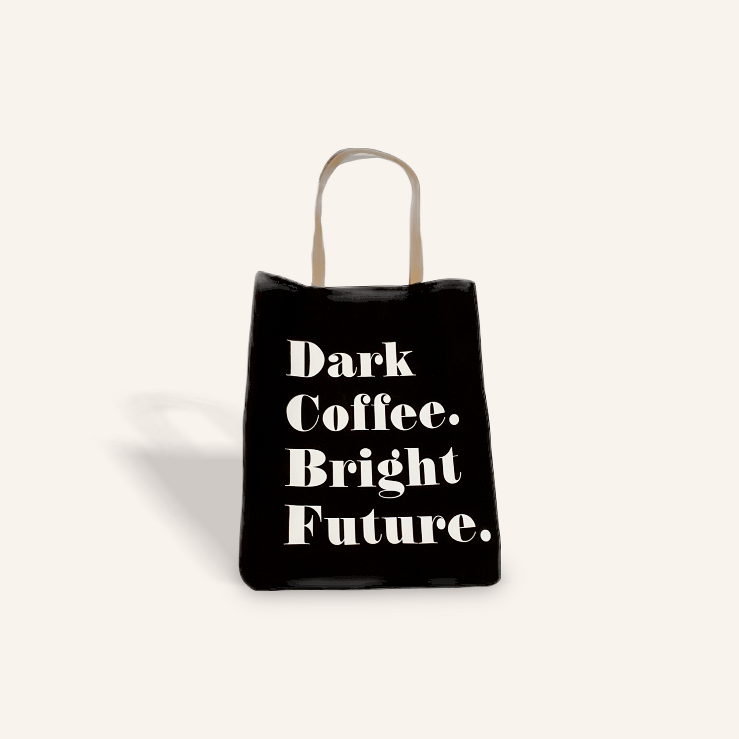 Faux Leather Handle Dark Coffee. Bright Future Tote Bag